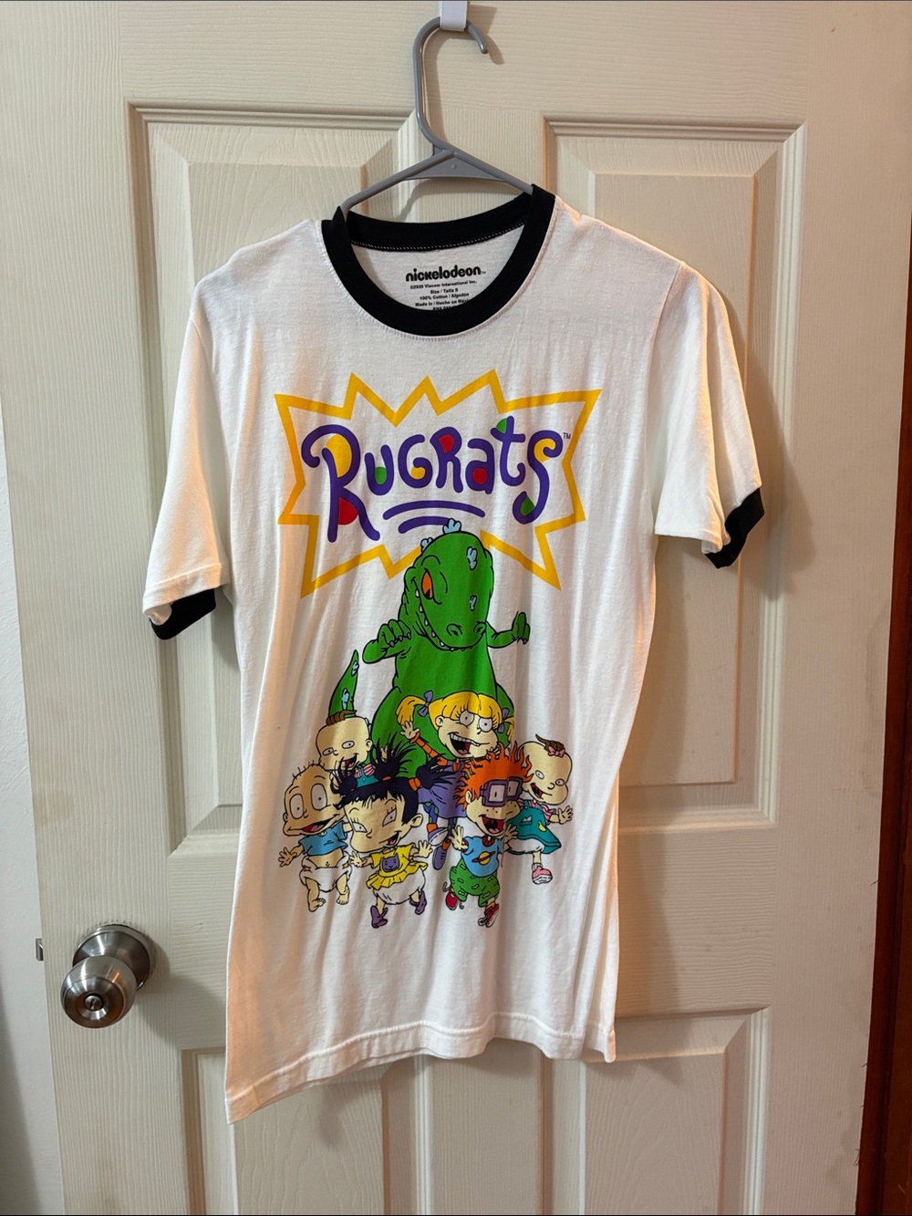 Nickelodeon Rugrats White Tee with Black Trim and Multicolor Graphic